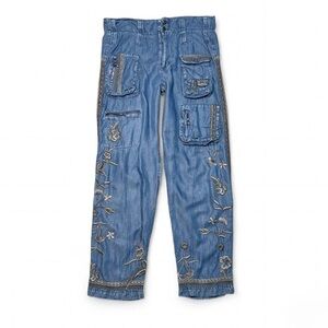 Johnny Was Biya Embroidered Cargo Pants Sz 10